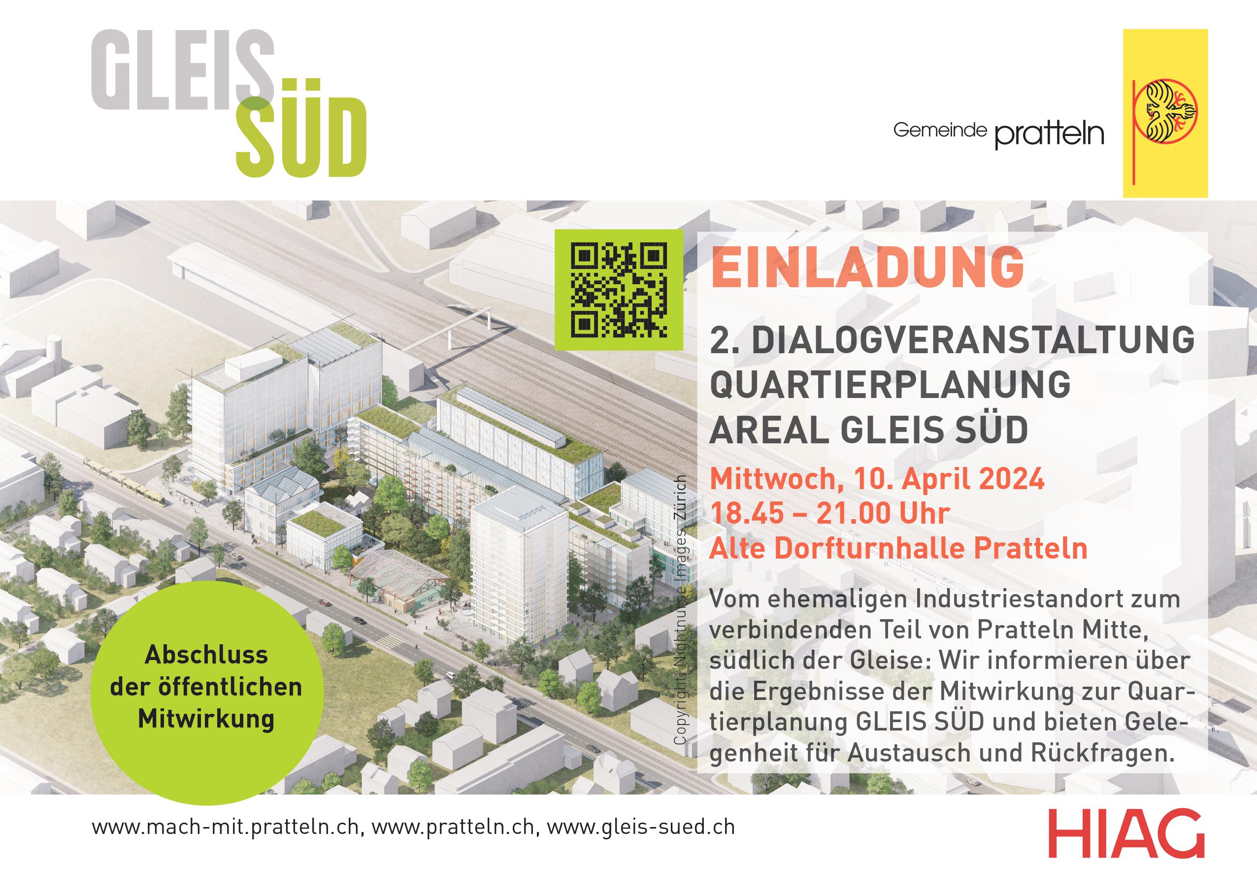 Flyer QP GLEIS SÜD 2. Dialogveranstaltung vom 10.4.24 